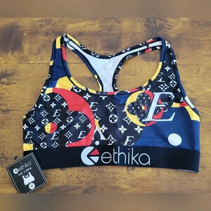ETHIKA Women's Full Bloom Multi-color Sports‎ Bra Size Medium NWT